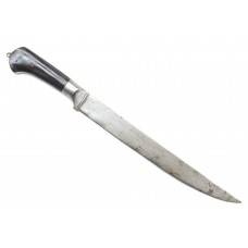 Handmade Dagger Knife Hand Forged Steel Blade Black Bull's Horn Chip Handle